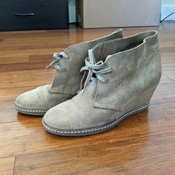 J. Crew Shoes - J Crew Suede Bootie Wedges with Gum Soles